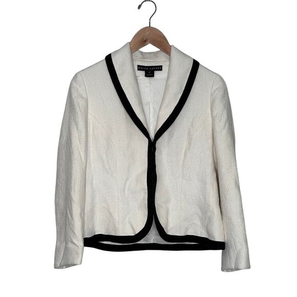 Ralph Lauren BLACK LABEL Linen & Cotton Ivory Blazer size 12 Made in Italy - Picture 5 of 5